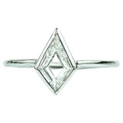 Art Deco 0.8ct Kite Diamond Solitaire Ring – 18K White Gold
