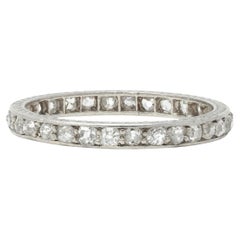 Art Deco 0.90 CTW Diamond Platinum Used Eternity Wedding Band Ring