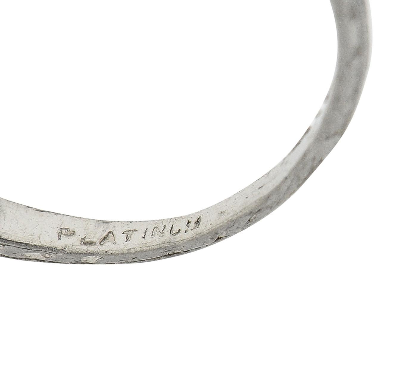 Art Deco 0.90 CTW Diamond Platinum Wheat Loop Vintage Engagement Ring For Sale 3