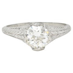 Art Deco 0.90 CTW Diamond Platinum Wheat Loop Used Engagement Ring