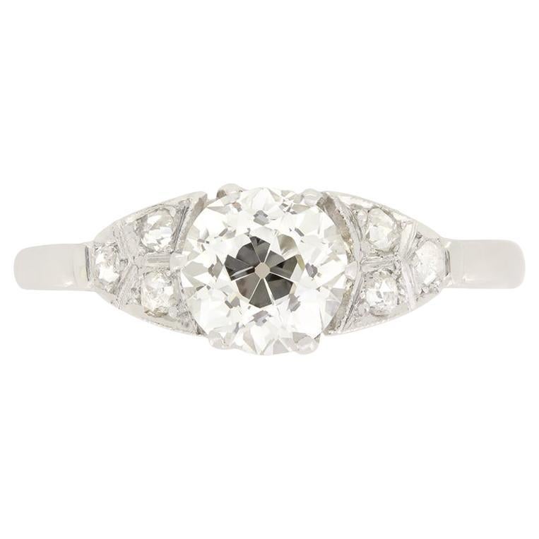 Art Deco 0.90ct Diamond Solitaire Ring, c.1920s