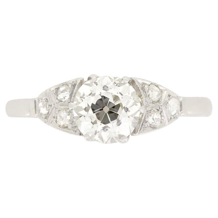 Anillo solitario de diamantes Art Déco de 0,90 ct, c.1920