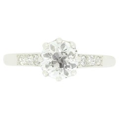 Anillo solitario de diamantes Art Déco de 0,90 ct, c.1920
