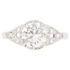 Art Deco 0.90ct Diamond Solitaire Ring, c.1920s