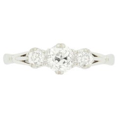 Art Deco 0.90ct Diamond Trilogy Ring, c.1920s
