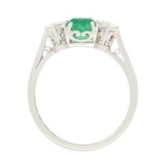 Art Deco 0.90ct Emerald and Diamond Trilogy Ring, c.1920s