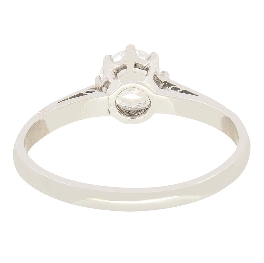 Art Deco 0,91 Karat Diamant Solitär-Ring, ca. 1920er Jahre (Antiker Kissenschliff) im Angebot