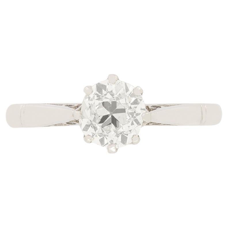 Anillo solitario de diamantes Art Déco de 0,91 ct, c.1920