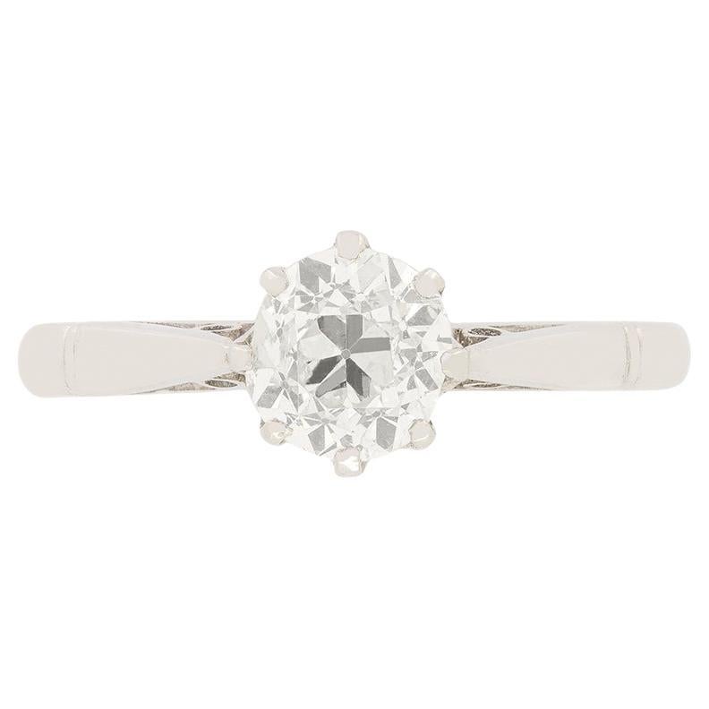 Bague solitaire Art déco avec diamant 0,91 carat, c. 1920 en vente