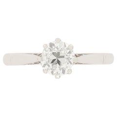 Bague solitaire Art déco avec diamant 0,91 carat, c. 1920