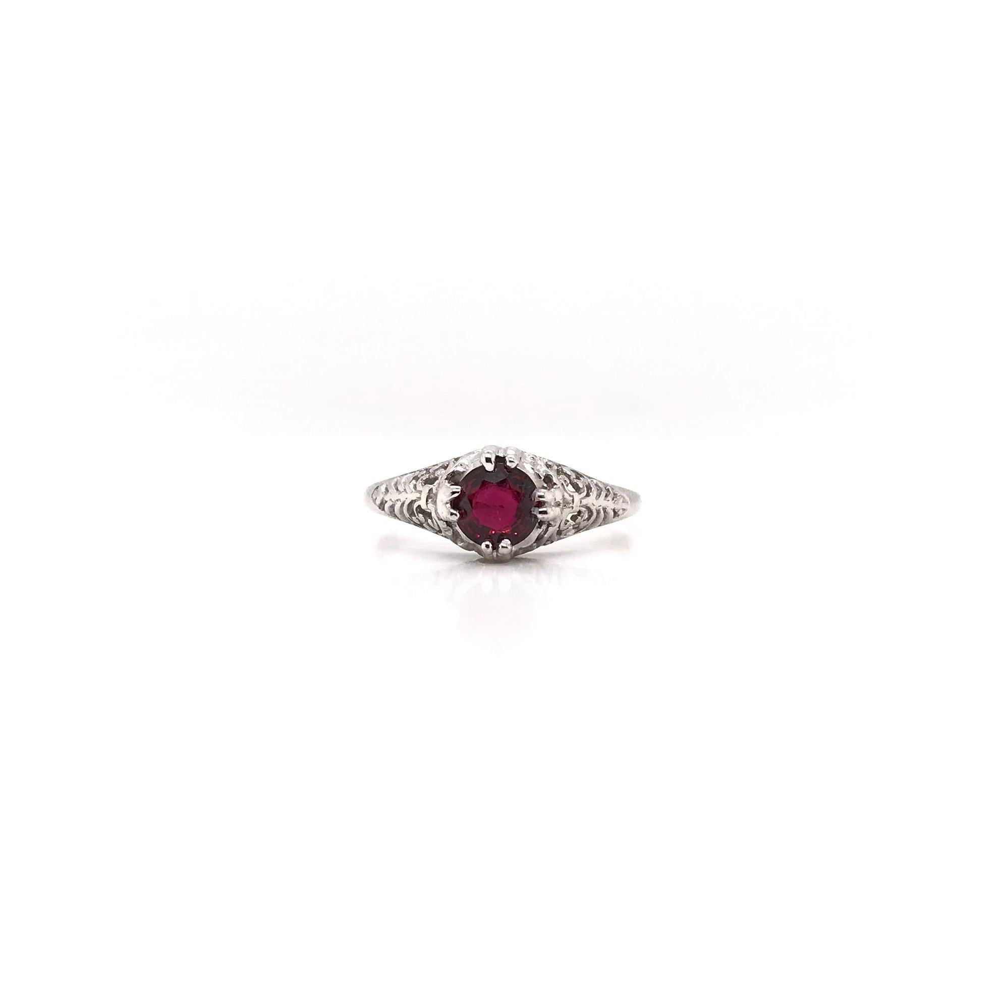 Art Deco 0.92 Carat Ruby Filigree Ring For Sale 6