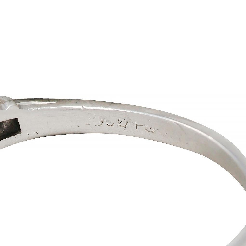 Art Deco 0.92 CTW Diamond Platinum Lotus Vintage Engagement Ring For Sale 3
