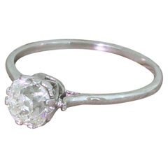 Antique Art Deco 0.93 Carat Old Cut Diamond Platinum Engagement Ring