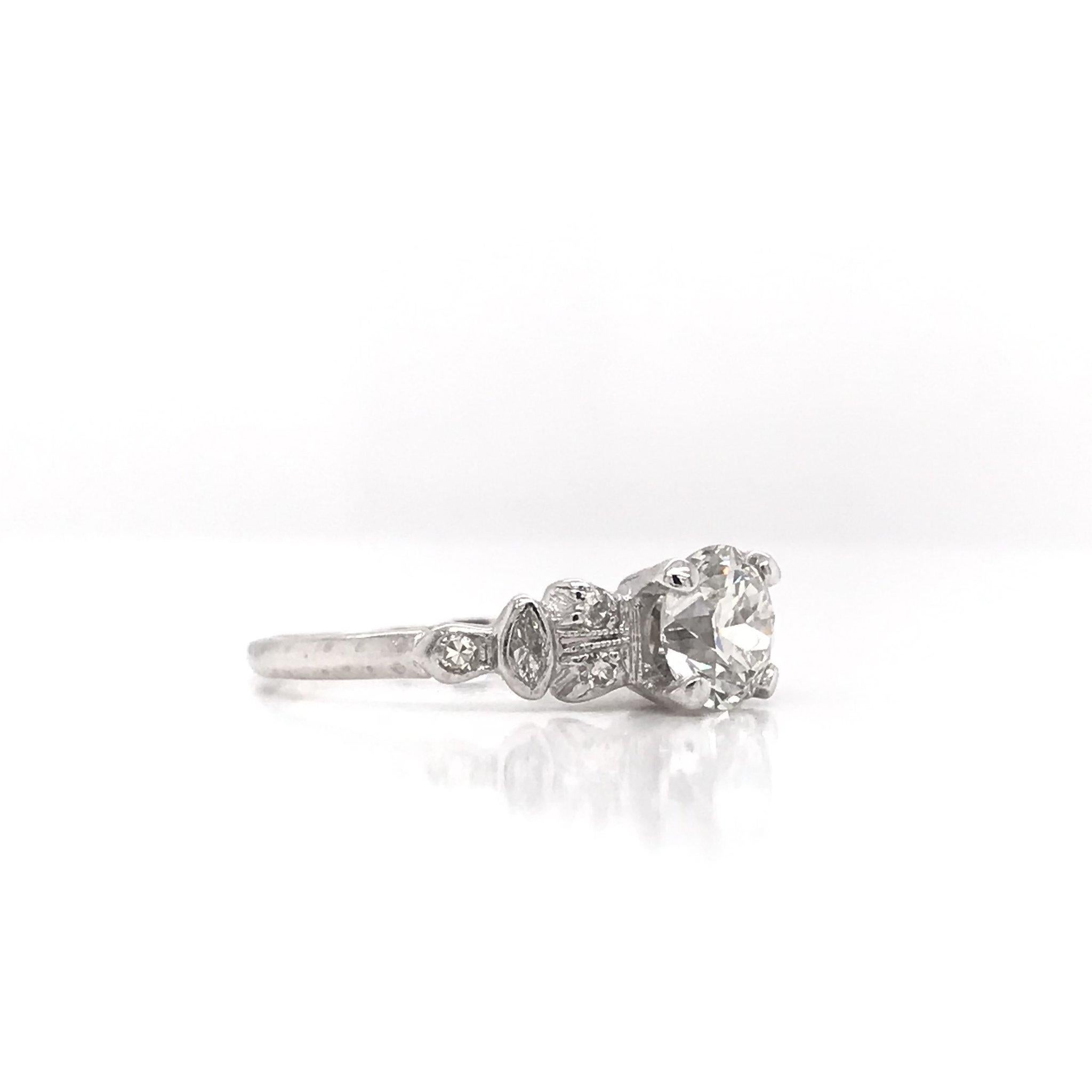 Art Deco 0.95 Carat Platinum Engagement Ring 1