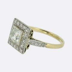 Art Deco 0.95ct French Cut Diamond Cluster Ring