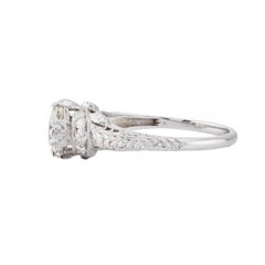 Art Deco 0.95ctw Diamond Ribbon Filigree Engagement Ring in Platinum