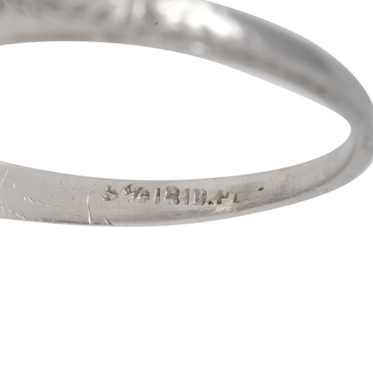 Art Deco 0.96 CTW Diamond Platinum Wheat Engagement Ring For Sale 3