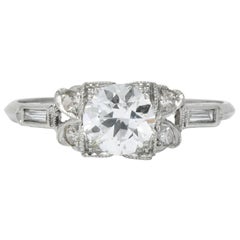 Art Deco 0.97 Carat Diamond Platinum Engagement Ring GIA Art Deco 0.97 Carat Diamond Platinum Engagement Ring GIA
