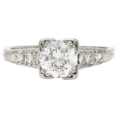 Vintage Art Deco 0.97 Carat Diamond Platinum Tiered Shoulder Engagement Ring