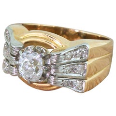 Art Deco 0.98 Carat Old Mine Cut Diamond Ring, French, circa 1925