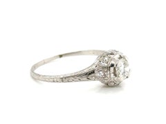 Art Deco 1/2ct Diamond Ring GIA H SI1 Platinum Antique Maison Birks Mined Stone