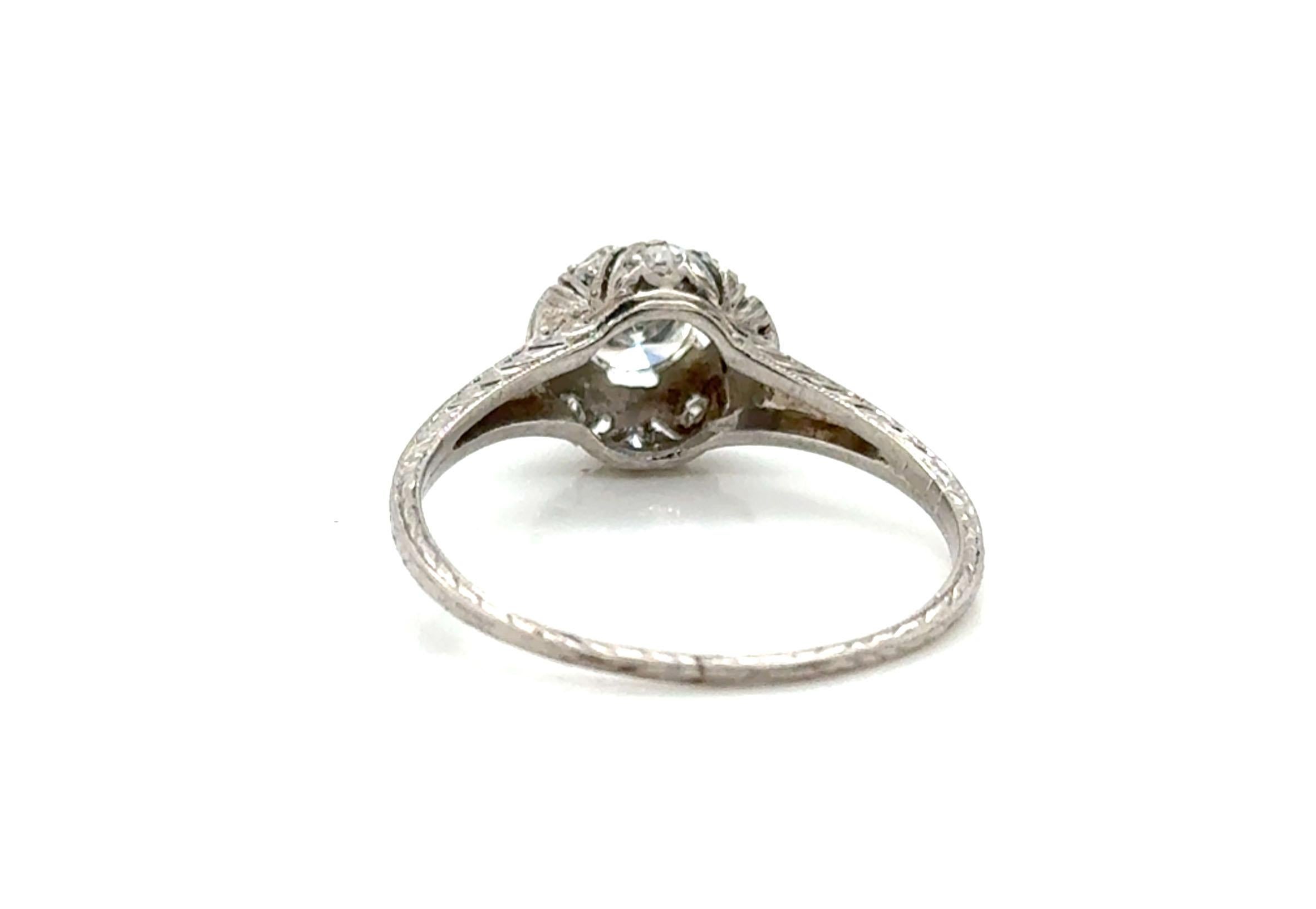 Women's Art Deco 1/2ct Diamond Ring GIA Platinum Antique Maison Birks Mined Stone For Sale