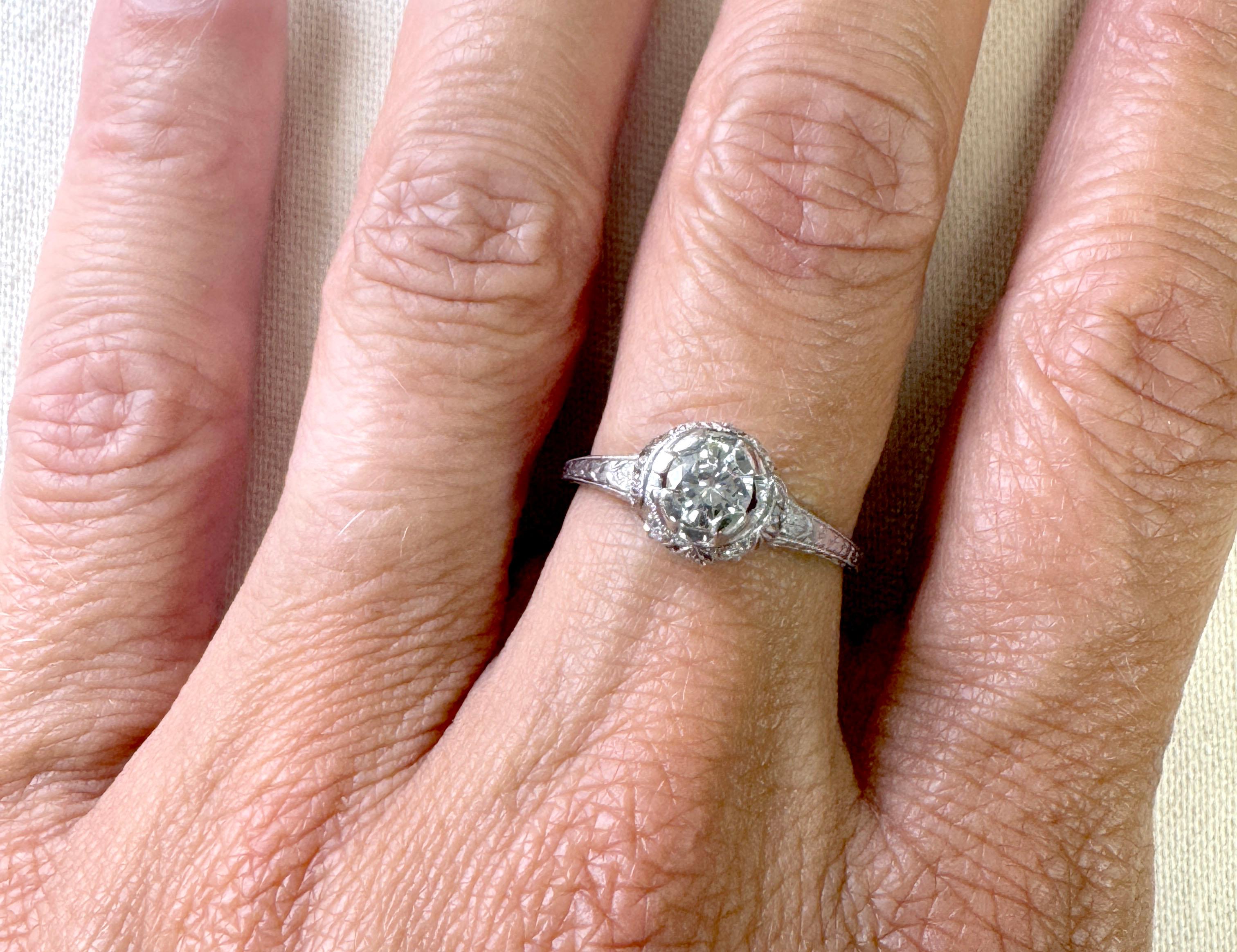 Art Deco 1/2ct Diamond Ring GIA Platinum Antique Maison Birks Mined Stone For Sale 1