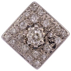 Art Deco Diamond Statement Ring 18 Karat White Gold