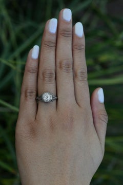 Art Deco 1 Carat Old European Diamond Solitaire Engagement Ring