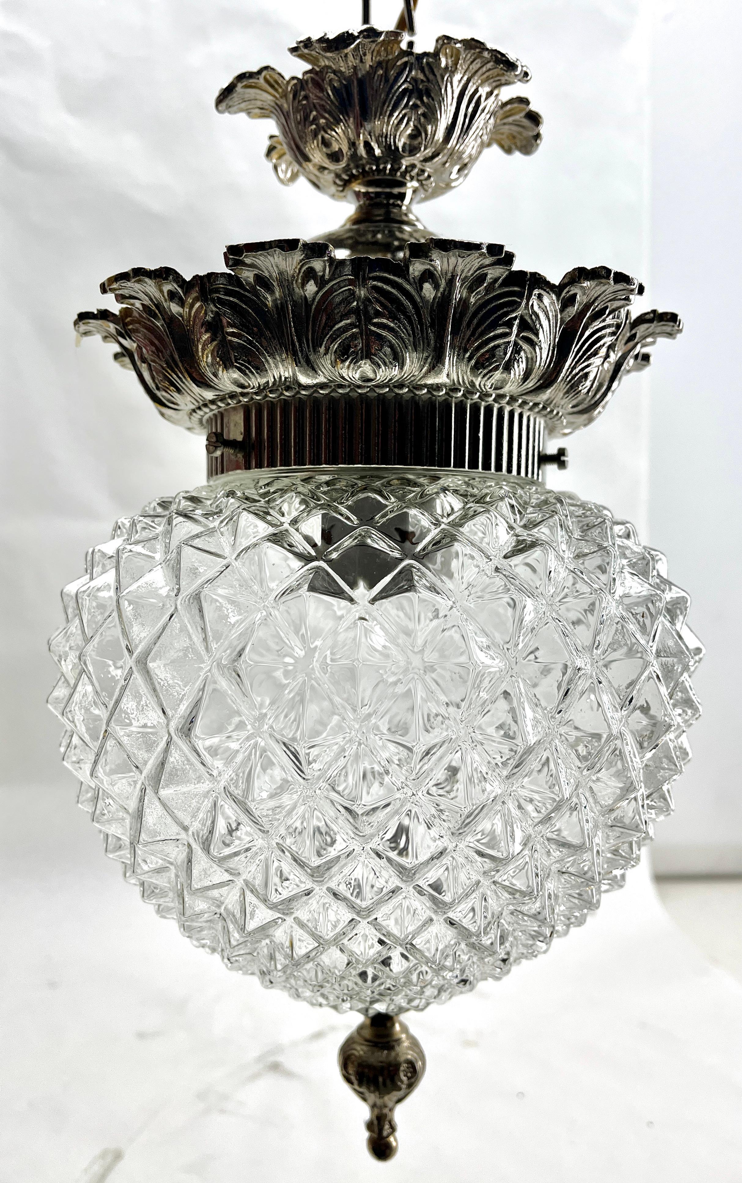 Art Deco 1 Ceiling Lamp, Scailmont Belgium Glass Shade, 1930s For Sale 5