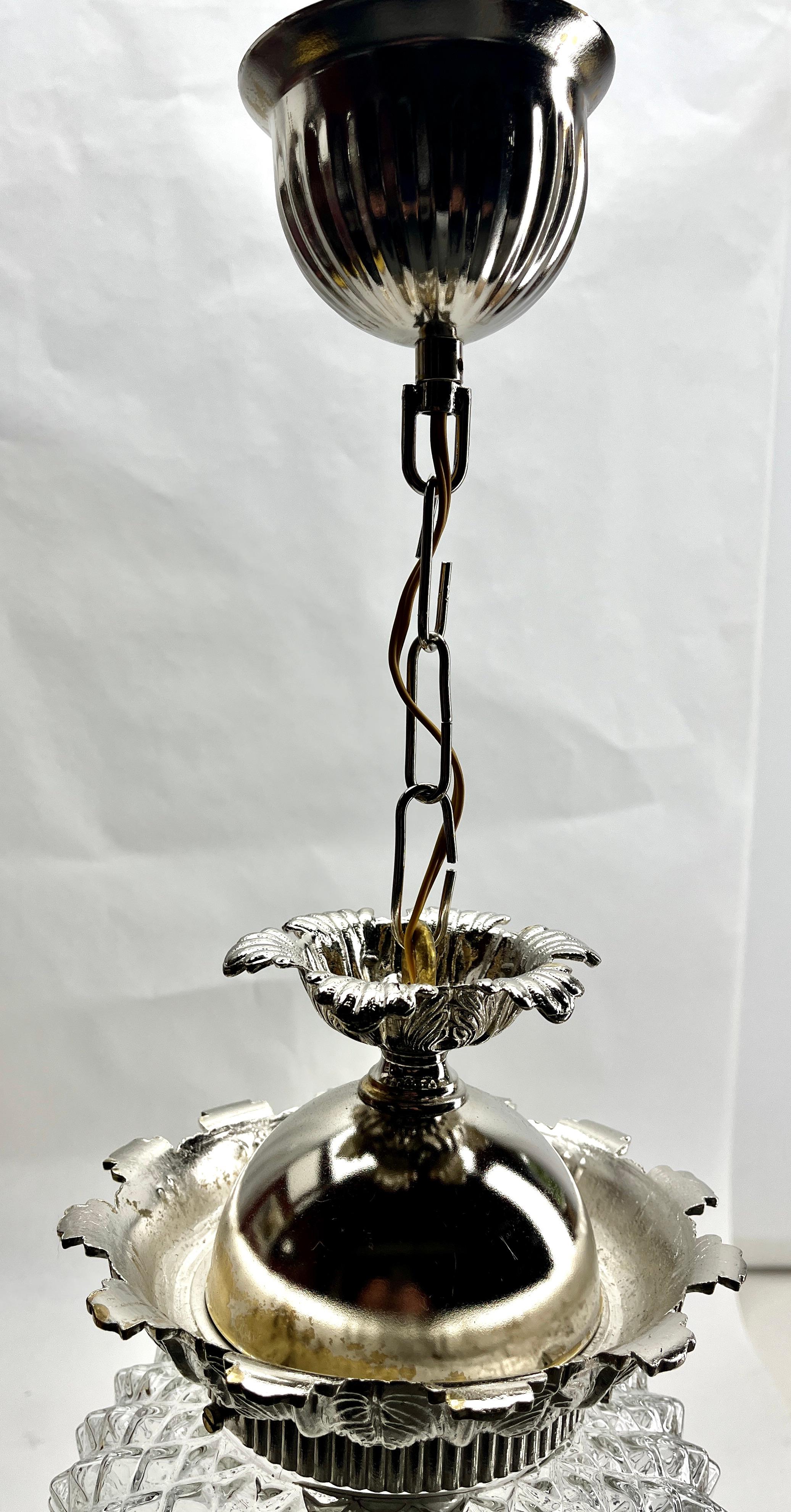 Art Deco 1 Ceiling Lamp, Scailmont Belgium Glass Shade, 1930s For Sale 7