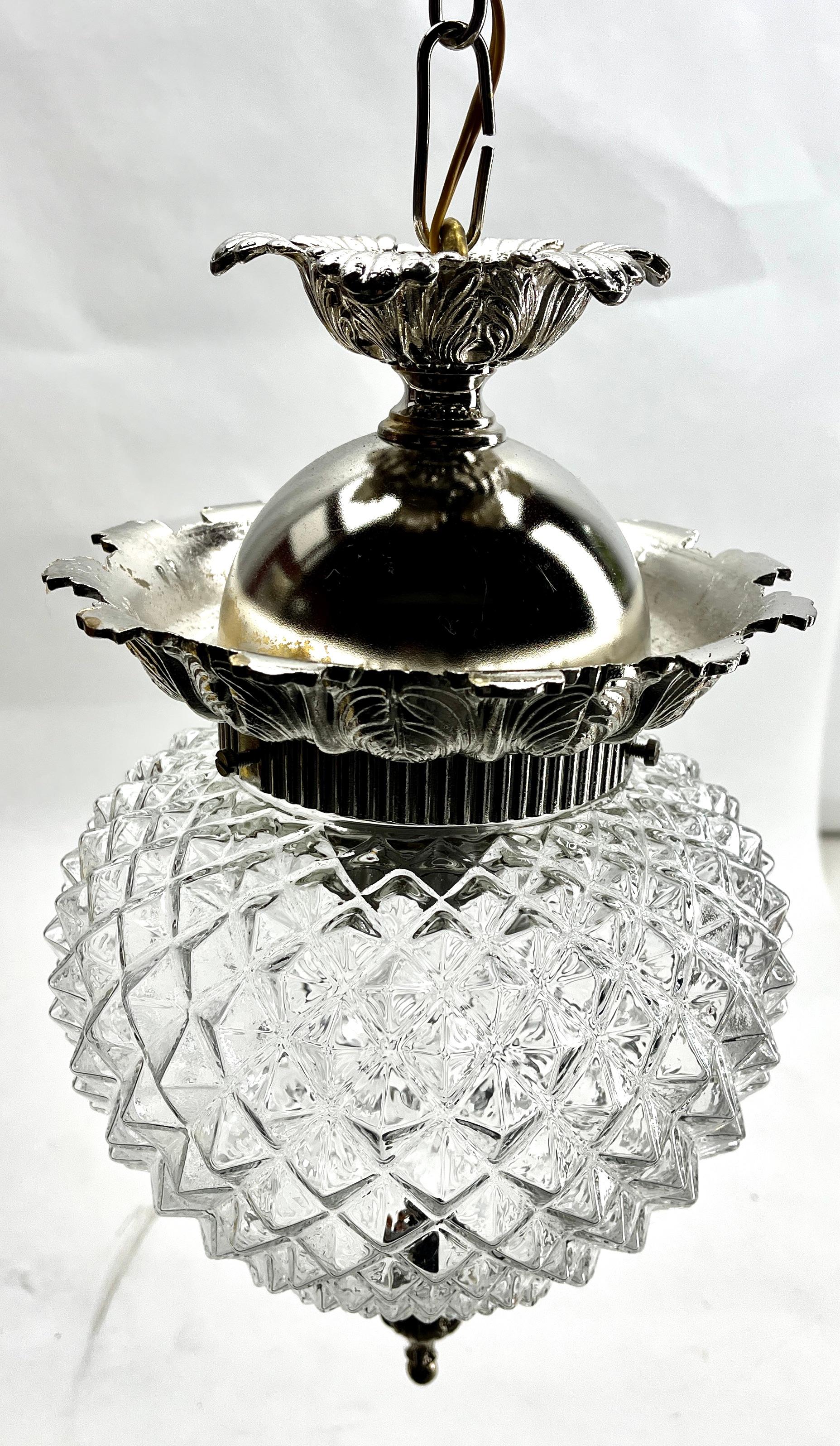 Art Deco 1 Ceiling Lamp, Scailmont Belgium Glass Shade, 1930s For Sale 2