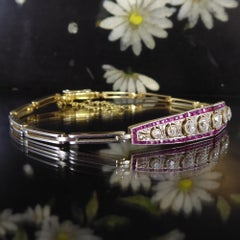 Art Deco 1.0 Carat Diamond and Ruby Bracelet, circa 1920s