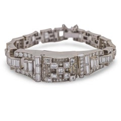 Bracelet tank art déco en platine et diamant 10 carats