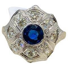 Art Deco 1.0 Carat Sapphire and Diamond Ring