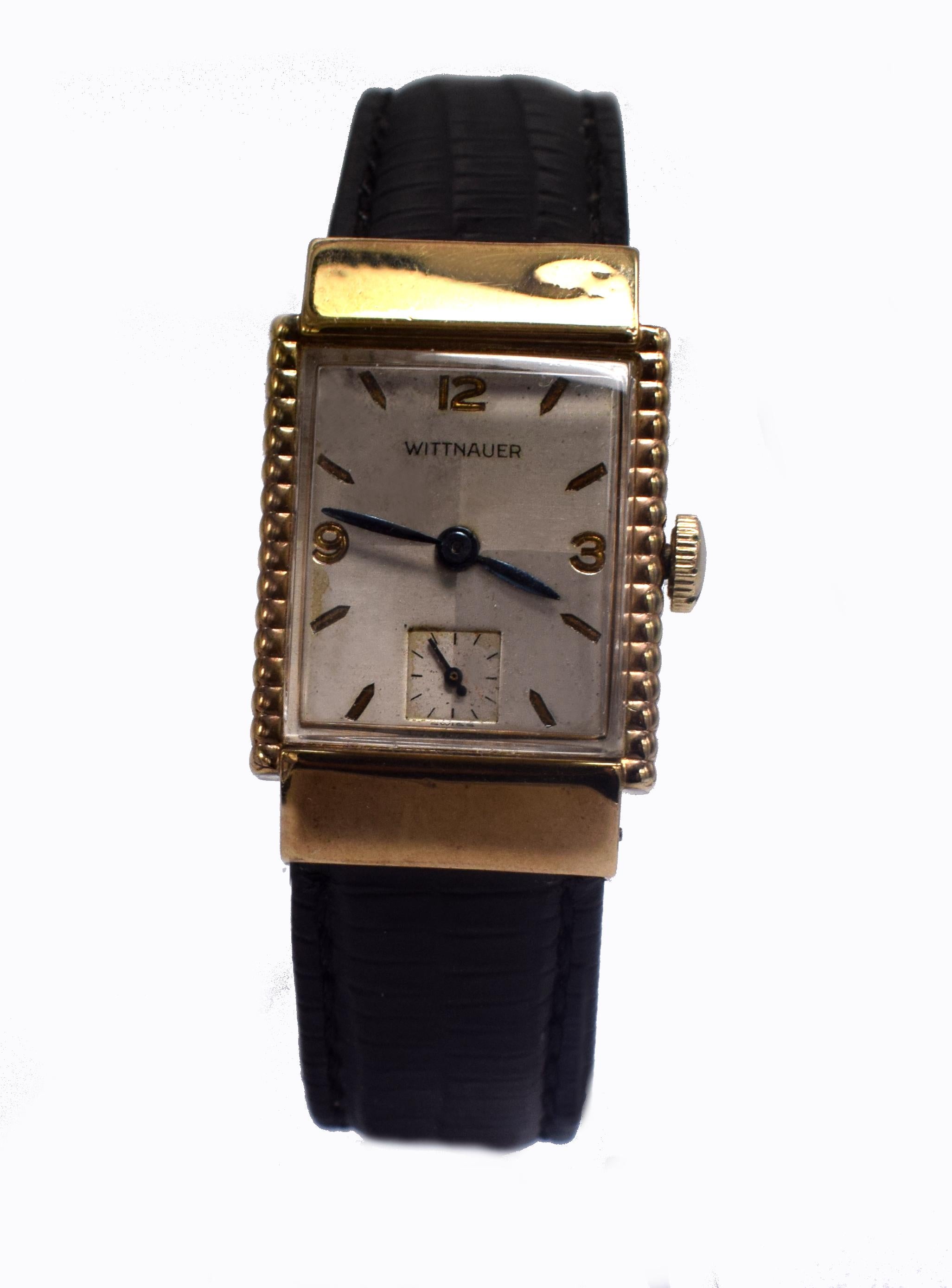 Art Deco 10 Karat Gold Filled Wittnauer Gents Wristwatch 3