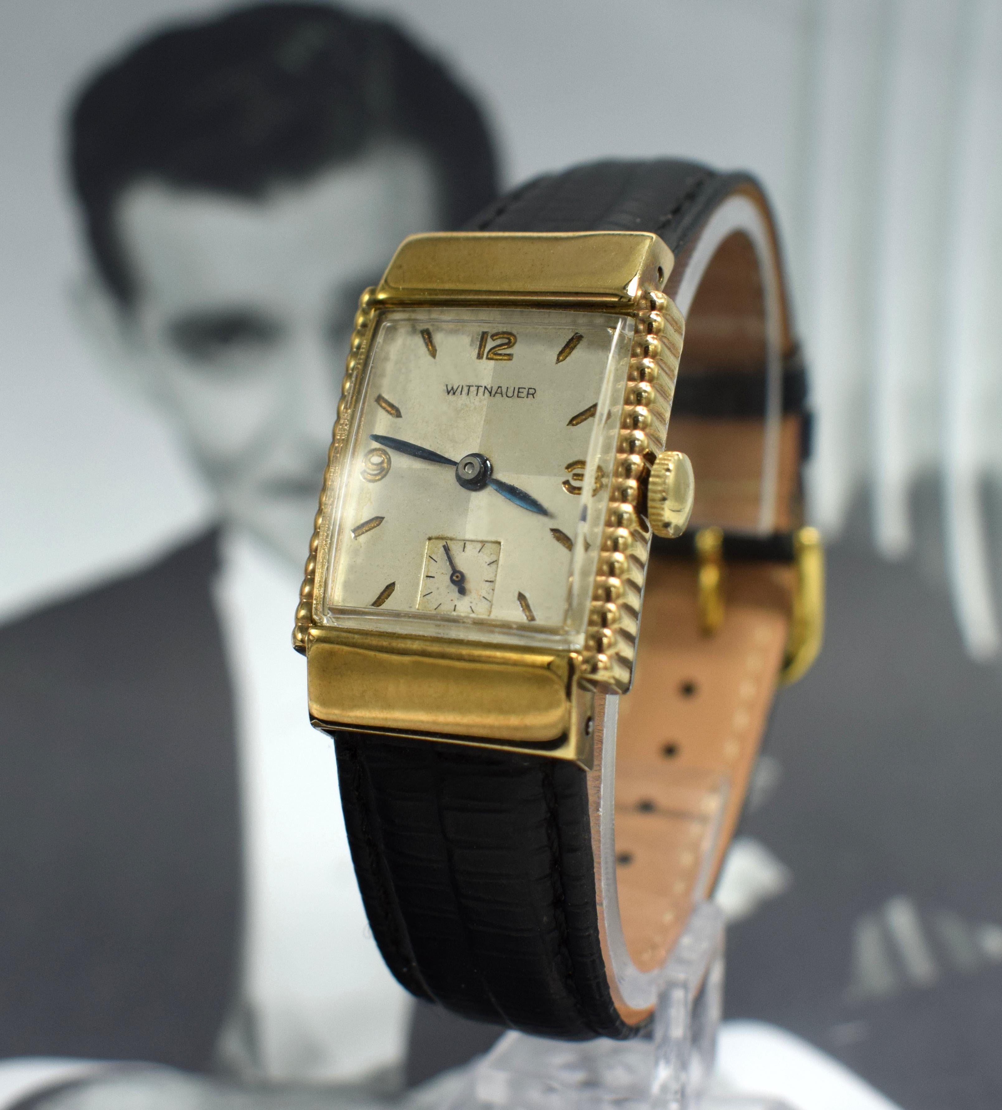 Men's Art Deco 10 Karat Gold Filled Wittnauer Gents Wristwatch