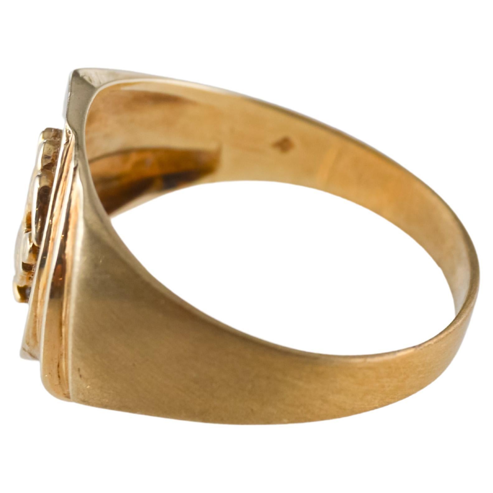 Art Deco 10 Karat Solid Gold Unisex United States Naval Insignia Ring from 1953 For Sale 1