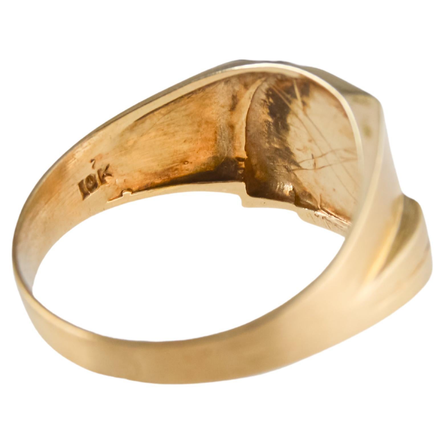 Art Deco 10 Karat Solid Gold Unisex United States Naval Insignia Ring from 1953 For Sale 3