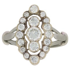 Art Deco 1.00 Carat Diamond Marquise Cluster Ring