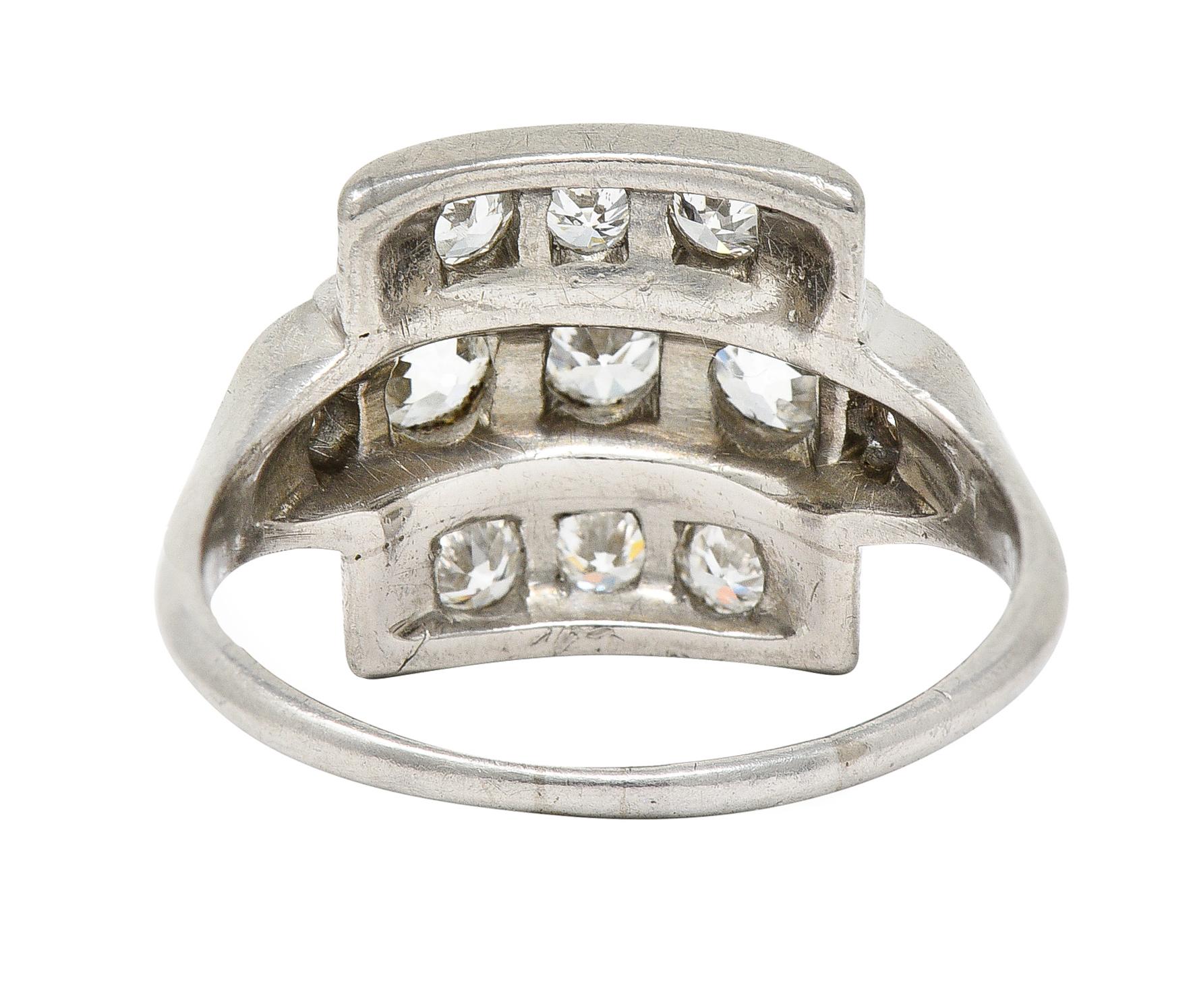 Art Deco 1.00 Carat Diamond Platinum Antique Dinner Ring In Excellent Condition In Philadelphia, PA