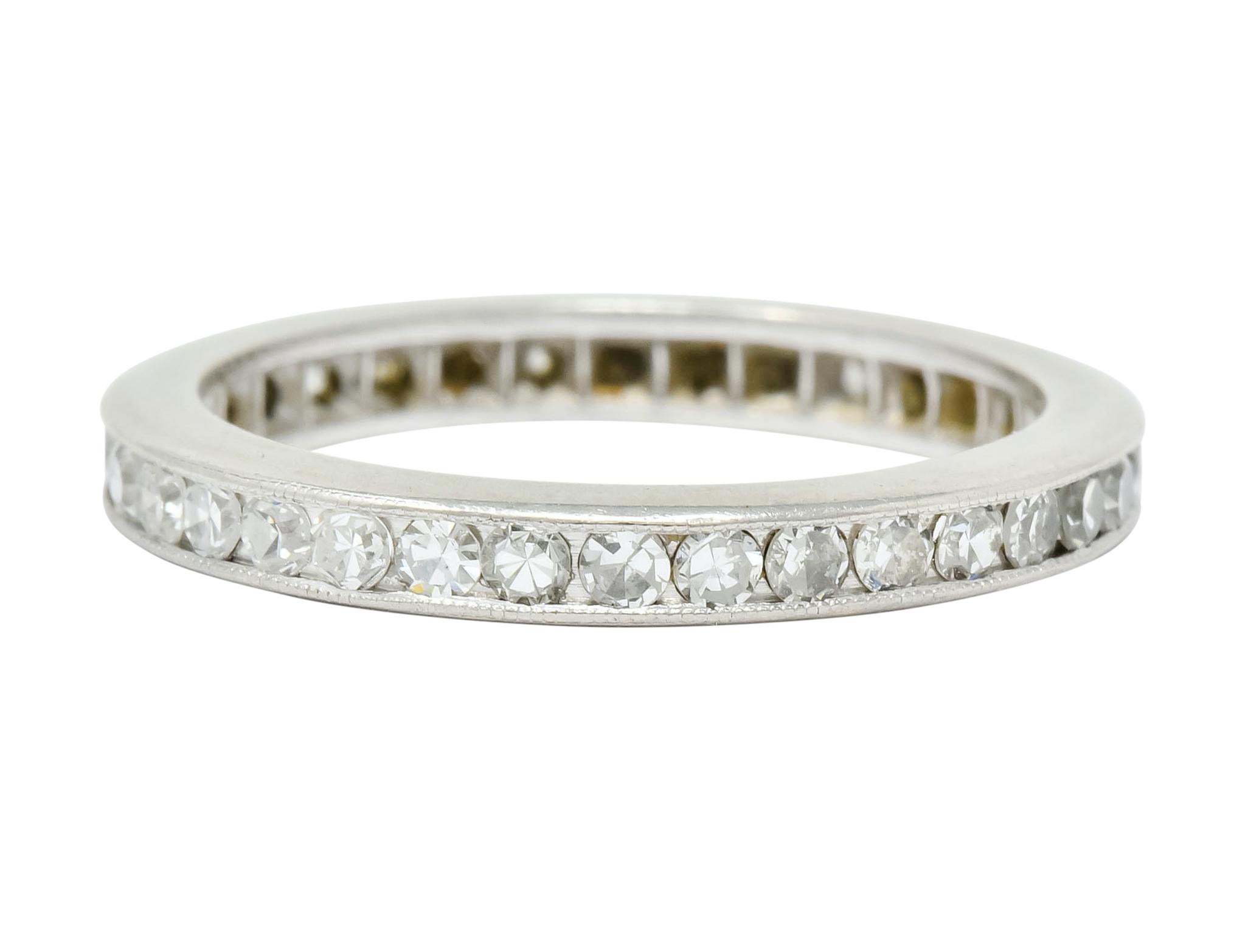 Art Deco 1.00 Carat Diamond Platinum Channel Eternity Band Ring In Excellent Condition In Philadelphia, PA