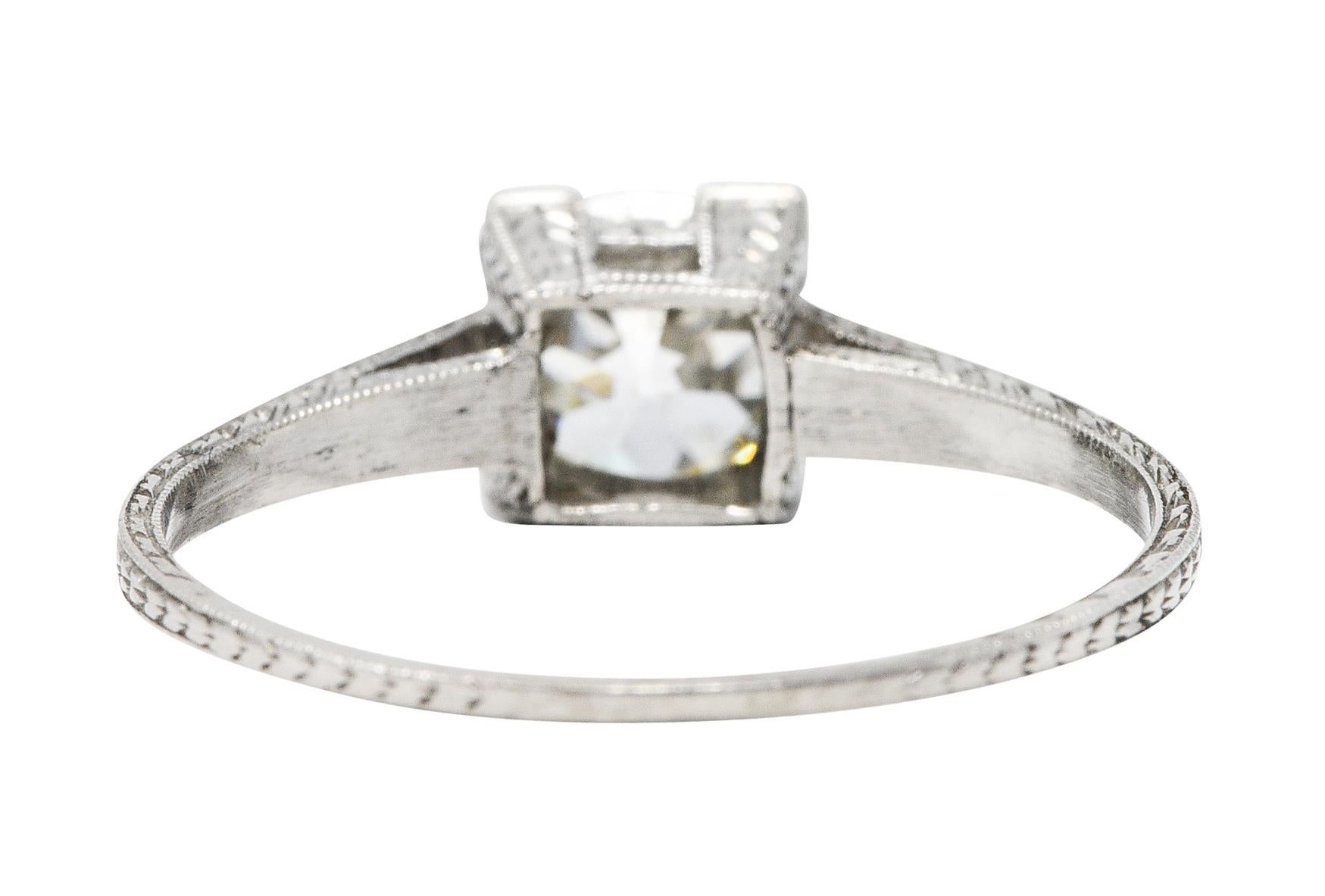 Art Deco 1.00 Carat Diamond Platinum Wheat Engagement Ring In Excellent Condition In Philadelphia, PA