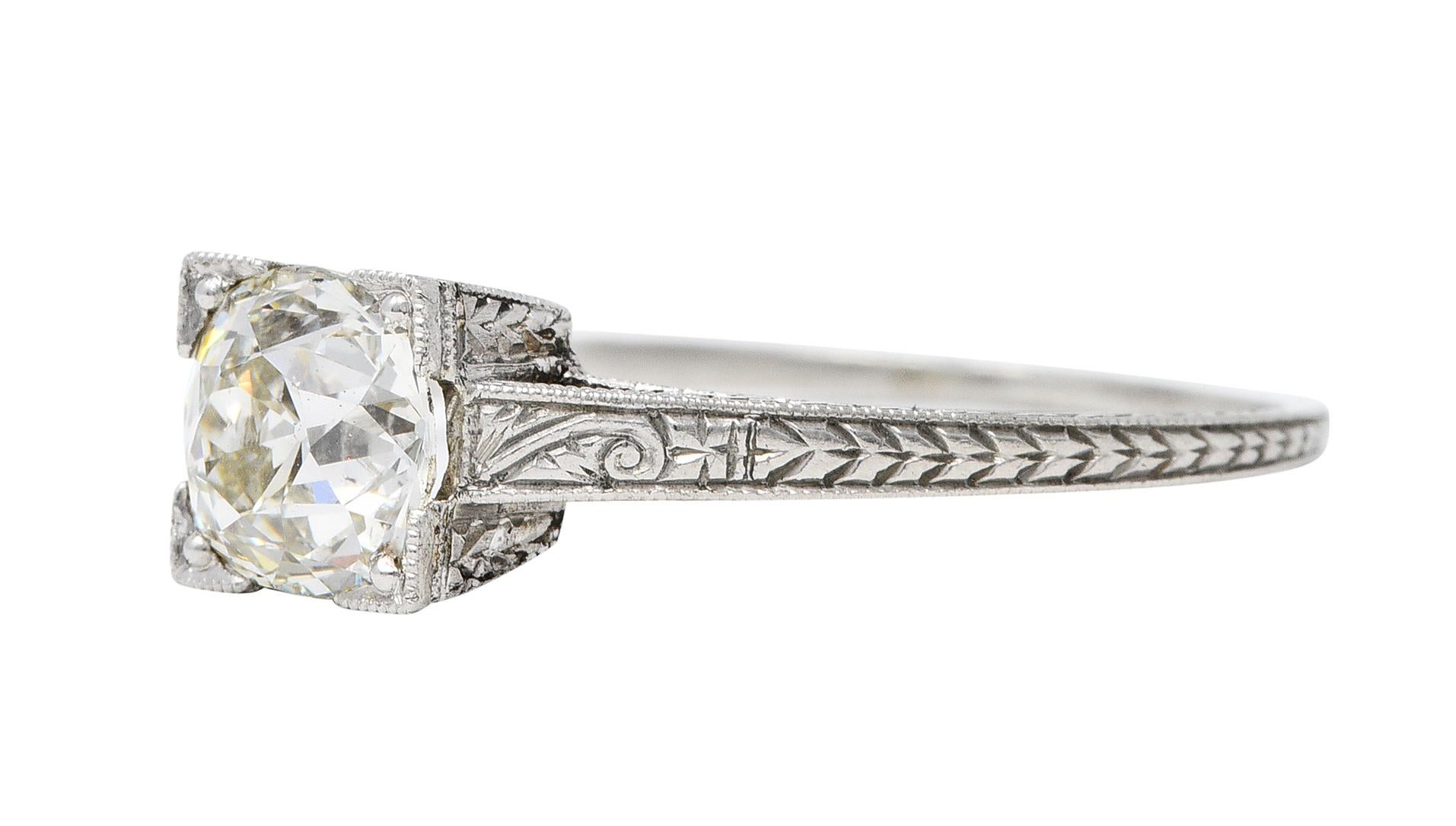 Art Deco 1.00 Carat Diamond Platinum Wheat Engagement Ring 1