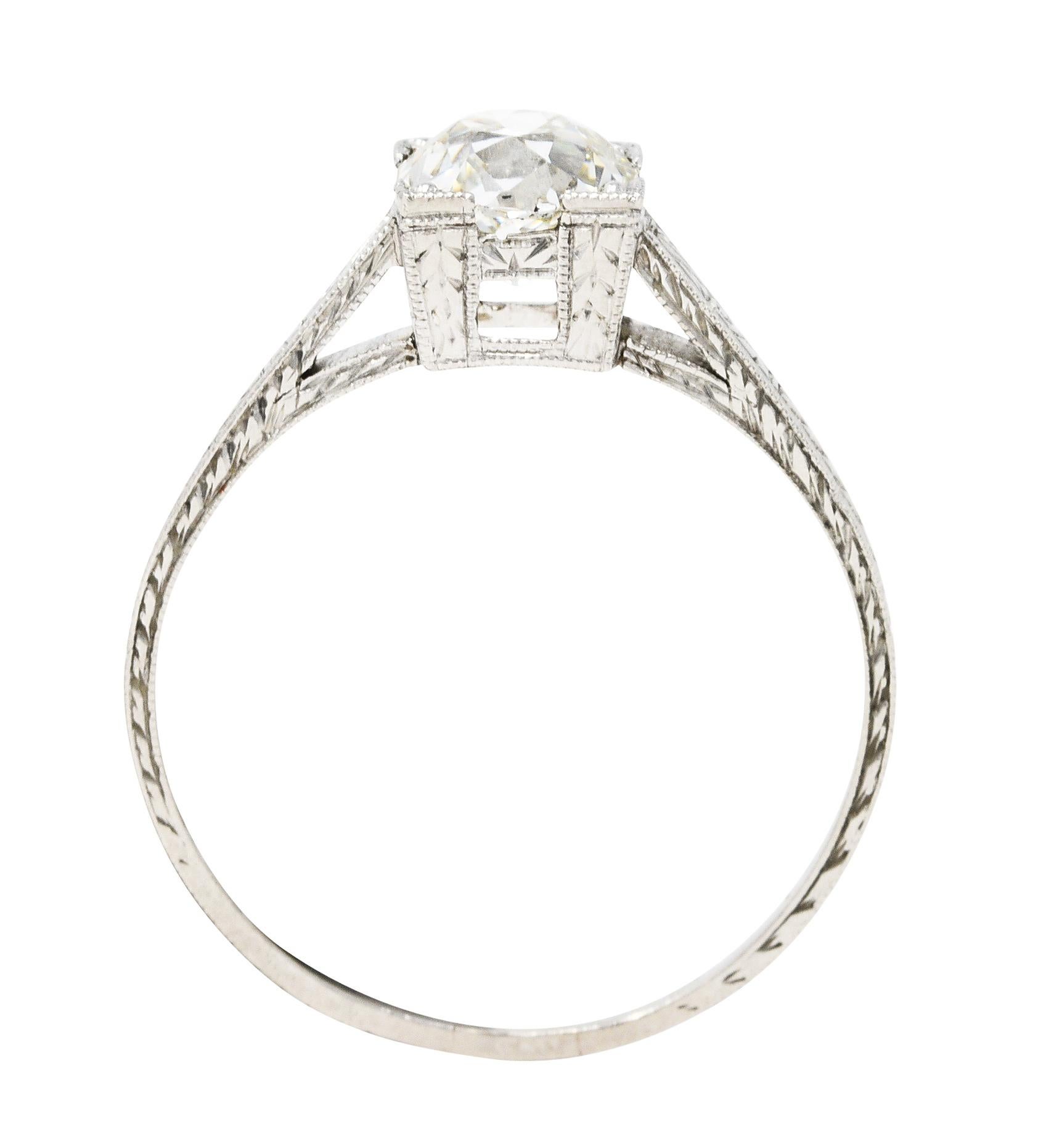 Art Deco 1.00 Carat Diamond Platinum Wheat Engagement Ring 2