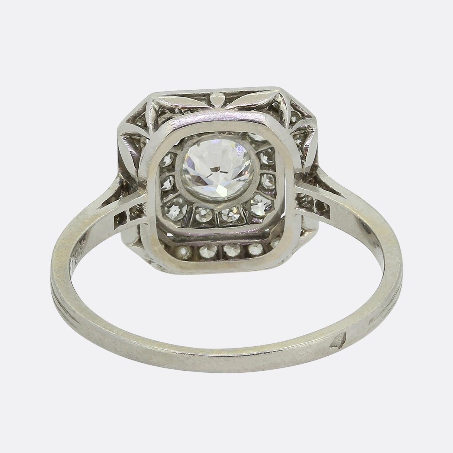 Art Deco 1,00 Karat Diamant Target-Ring mit Diamanten (Einfacher Schliff) im Angebot