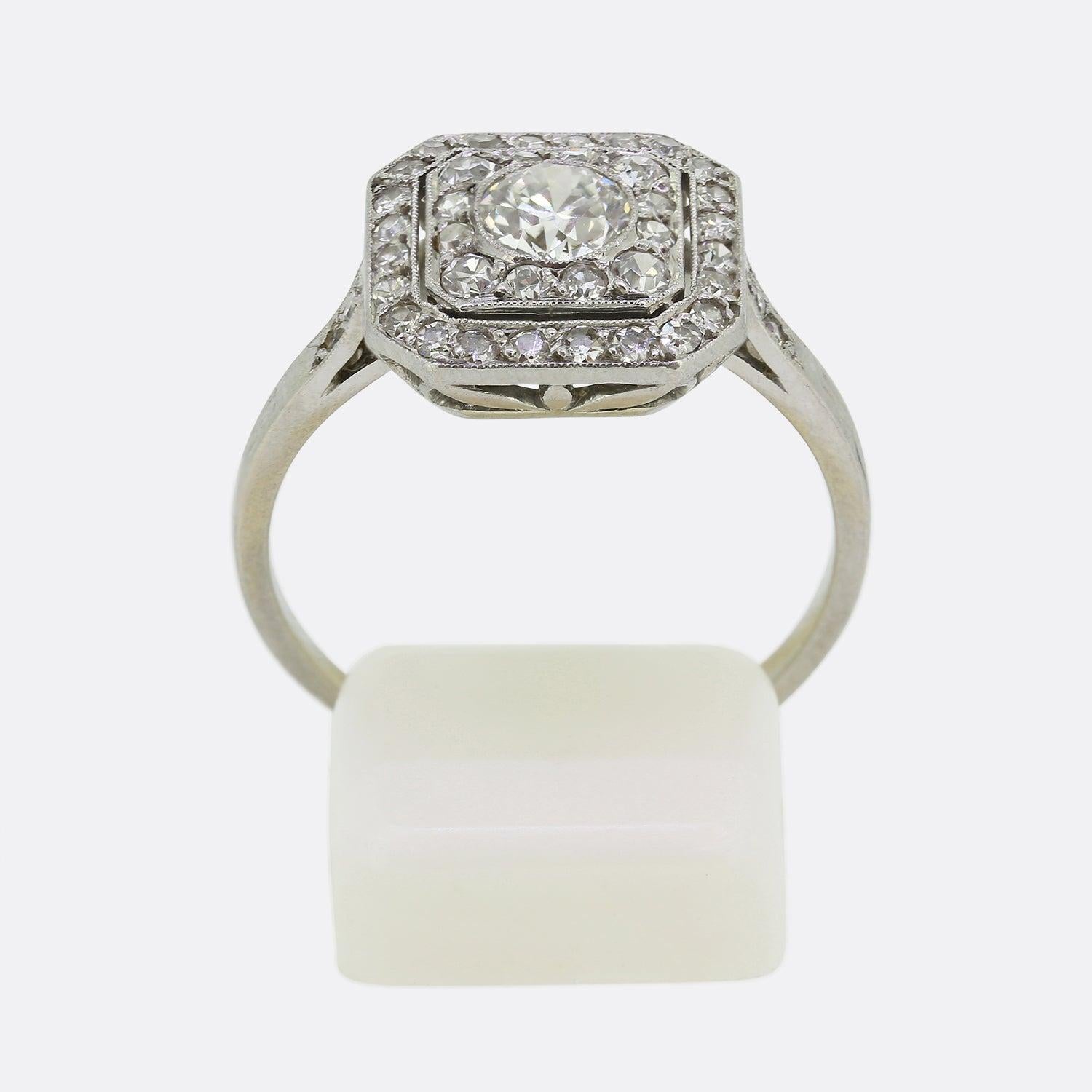 Art Deco 1,00 Karat Diamant Target-Ring mit Diamanten im Zustand „Gut“ im Angebot in London, GB