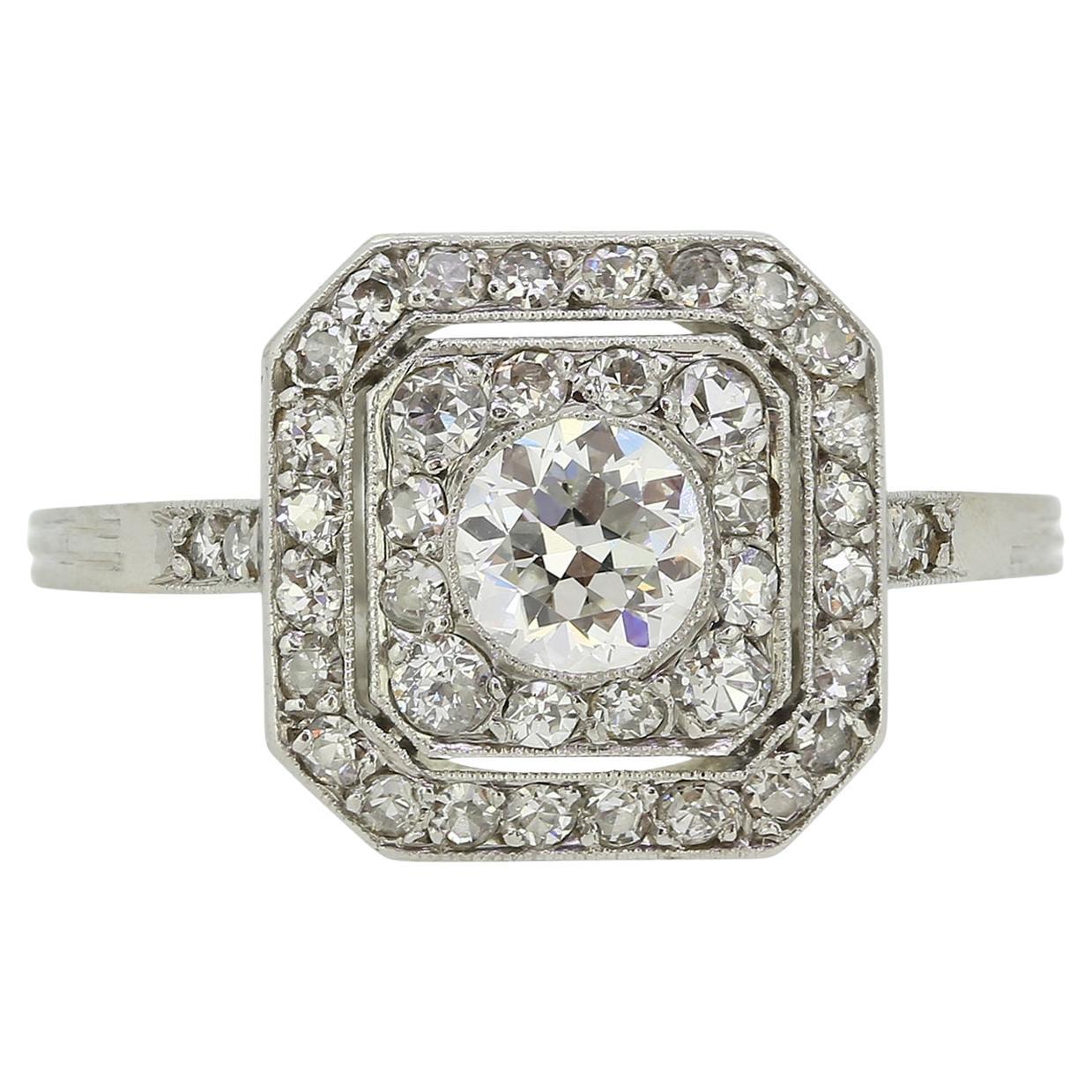 Art Deco 1.00 Carat Diamond Target Ring
