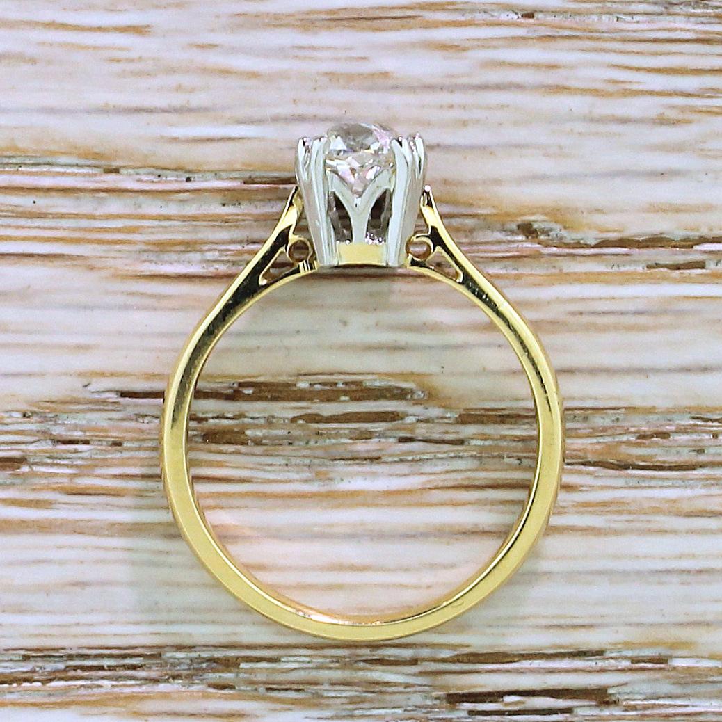 Art Deco 1.00 Carat Old Cut Diamond Engagement Ring In Good Condition For Sale In Essex, GB