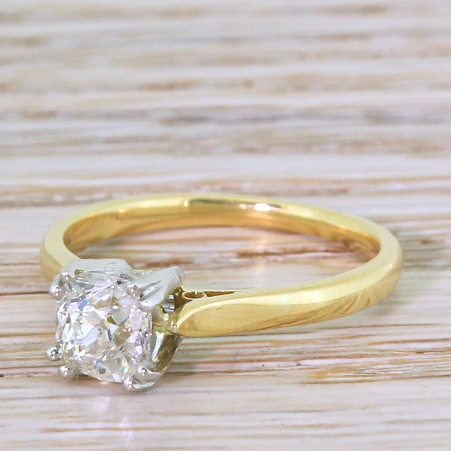 Art Deco 1.00 Carat Old Cut Diamond Engagement Ring For Sale 3